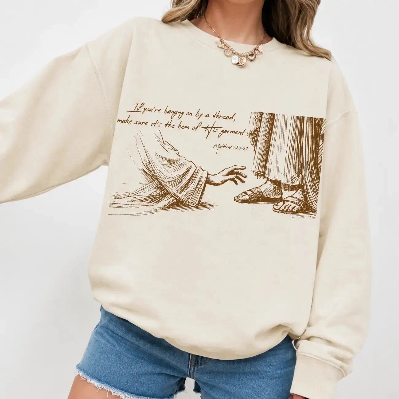 Women's Essential Fleece Crew Neck Christian Faith Sweatshirt - Soft, Comfortable, Inspirational Bible Verse, Religious Jesus Graphic Top