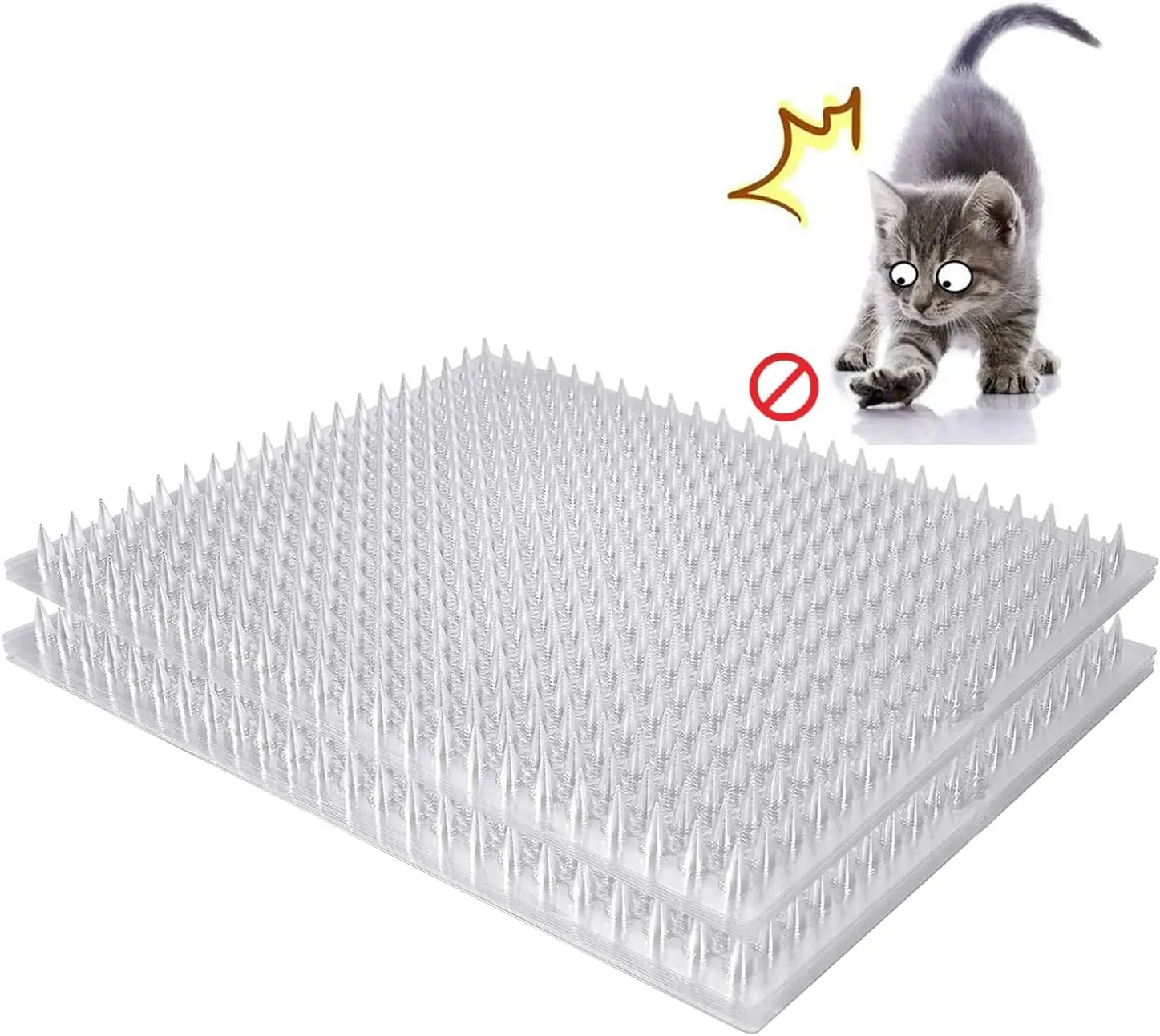 14-Pack Outdoor/Indoor Cat Deterrent Spiked Plastic Mat, 16x13 Inches Pet Training Mat to Keep Cats Away
