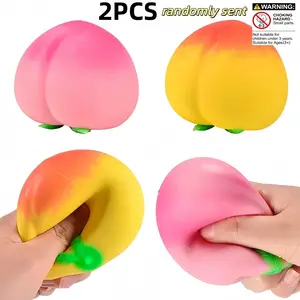 2-Piece Peach-Shaped Stress Relief Toys, Bounce & Squeeze, Handheld Relaxation Toy, Realistic Indoor Fruit Decor, Perfect Party Gift
