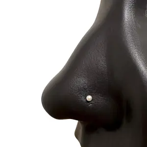 Statement Gold Classic Pearl Nose Stud, Nose Rings for women, L-shape Nose Rings, Nostril Piercing, Hypoallergenic Nose Jewelry, 20 gauge Nose Rings