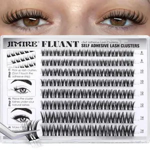 Flaunt Lash Clusters Self Adhesive Eyelashes Wispy Self Adhesive Lash Clusters No Glue Needed Pre-Glued Lashes Reusable Easy to Apply 8-10-12-14MM CC Curly Eyelash Clusters Pack