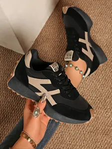 Women's Fashion Thick Sole Sneakers, Athletic Workout Sneakers, Breathable Walking Shoes, Breathable Sports Sneakers, Comfortable Support, Casual All-Season Footwear, Ideal for Daily Wear & Gym