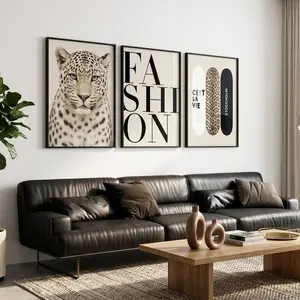 Retro Neutral Leopard Wall Art Set 3 Trendy Leopard Posters, Y2K Fashion Decor, Trendy Leopard Print, Aesthetic Dorm & Apartment Decor
