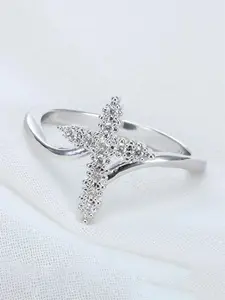1 Piece Fashion Rhinestone Cross Design Ring, Elegant Ring Women Wedding Promise Rings Engagement Party Jewelry Gift