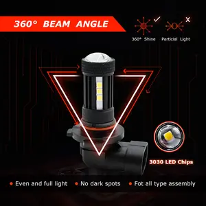2pcs 9145 LED Fog Light Bulbs Cross Fit 9140 H10 12V 3000 Lumens 6000K Xenon White 200% Brighter Waterproof Car Replacement Fog Lamps Plug And Play