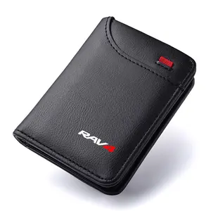 PU Leather Car Logo Mini Wallet, Lightweight Thin Money Purse, for Toyota Rav4, Gr 86, Supra, Yaris, Prius, Corolla, C-Hr, Auris, Trd