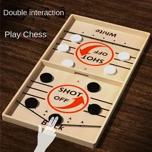 Wooden Tabletop Hockey Game Set, Fast-Paced Indoor Outdoor Ice Hockey Board Game, Ideal Gift for Christmas Halloween Birthdays, Strategy Board Games