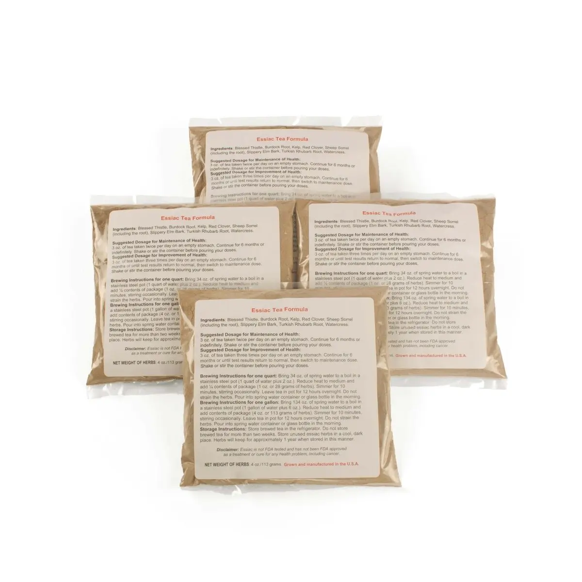 1 lb. of Essiac in FOUR (4) Convenient 4 oz. packets (2-3 Month Supply - Costs less than $1 per day to use)