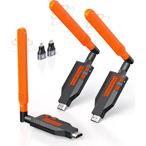 Wireless HDMI Transmitter and 2 Receiver, 4K Decode 1080P Full HD Output, 350FT/100M Long Range, 5.8G Extender Plug & Play Low Lag for Streaming Video/Audio Multiple TV/Monitor/Projector/DJs