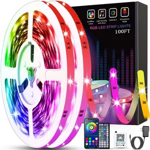 LED Lights for Bedroom: 100ft (2 rolls of 50ft) with music sync, color-changing features, remote, and app control—perfect for parties!