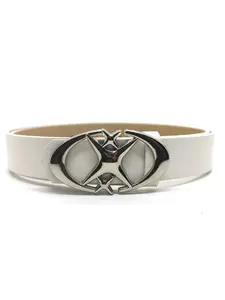 1pcs Oval Cross Metal Buckle Belt, Pu Leather Belts, Fashion Simple Casual Jeans Belt For Men And Women, Ideal For Gifts
