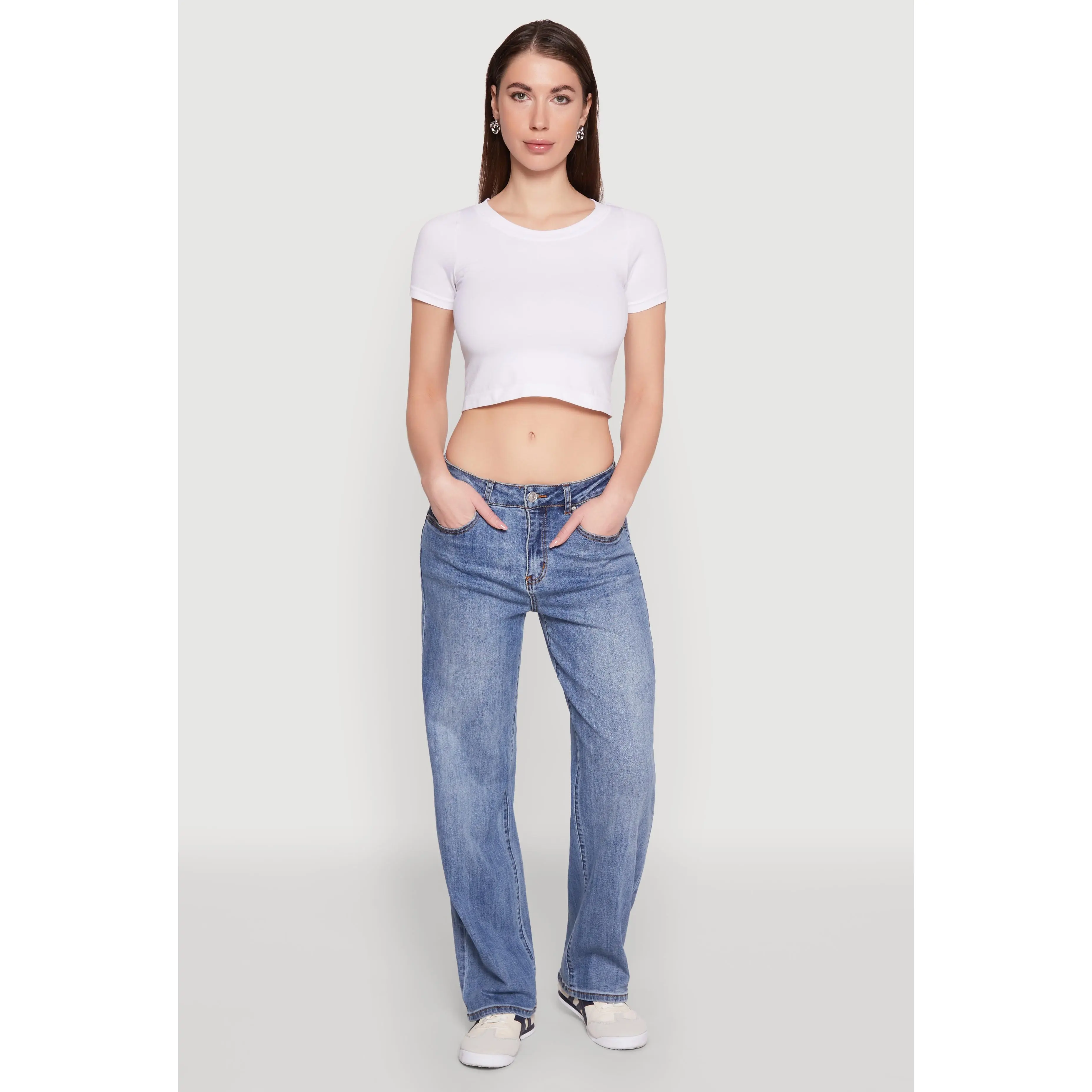 WAX Mid Rise Whiskered Straight Leg Jeans