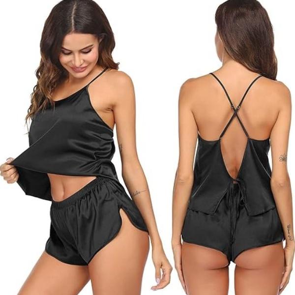 EKOUAER Silk for Women Satin Cami Set V Neck Camisole Shorts Set Adjustable Strap set EKOUAER Silk for Women Satin Cami Set V Neck Camisole Shorts Set Adjustable Strap set
