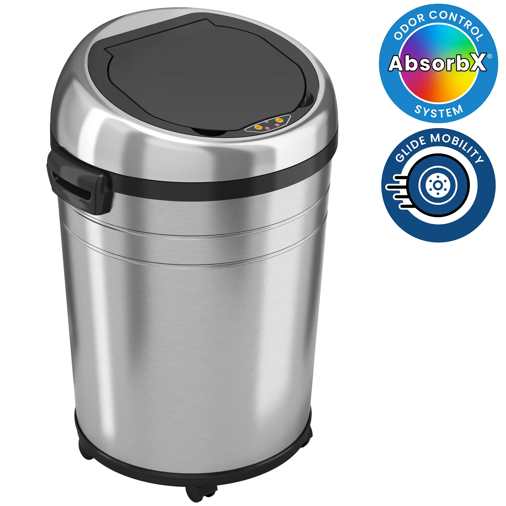 18 Gallon Large Sensor Kitchen Trash Can with Wheels Stainless Steel Bin