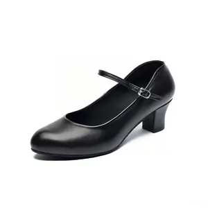 Women's Lightweight Synthetic Faux Leather Mid-Heel Ankle Strap Dance Shoes |   Adjustable Buckle, Breathable Lining |   Durable Faux Leather Sole for Wedding, Party, Latin Dance |   Lightweight, Comfortable