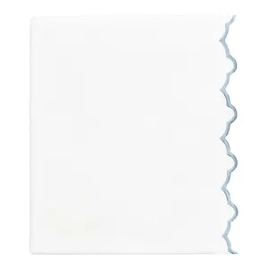 French Blue Scalloped Embroidered Flat Sheet