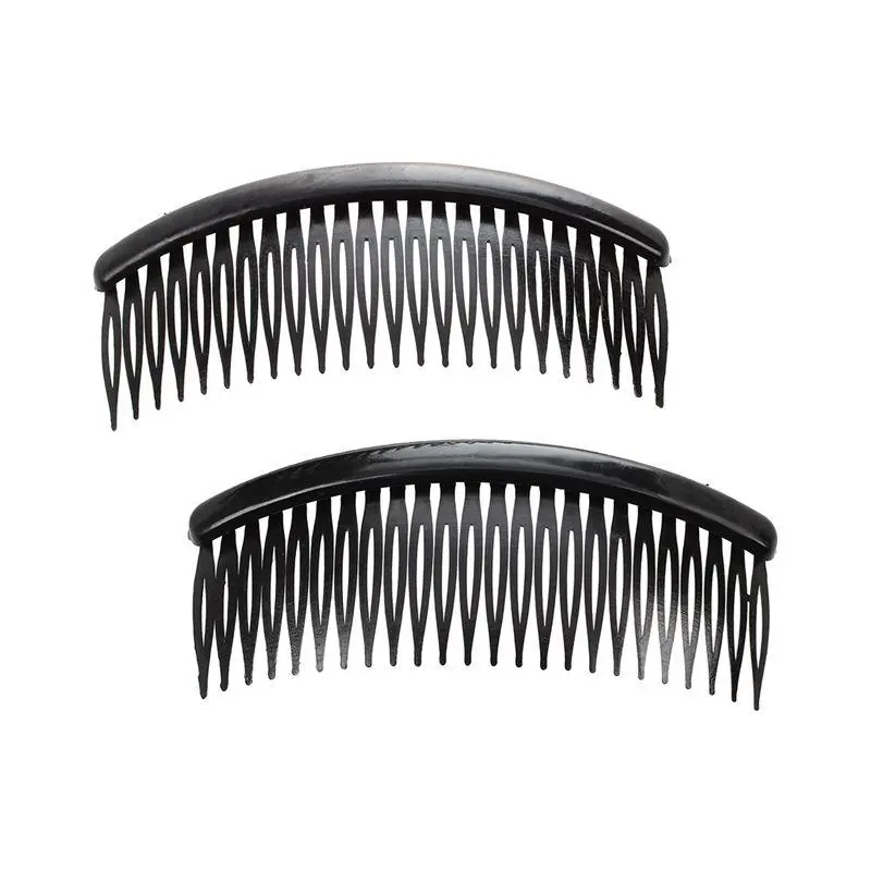 Women's Black Plastic 24-Teeth Hair Styling Comb Clip Clamp, 2-Piece Cycling Leisure & Outdoor Hair Accessory, Functional