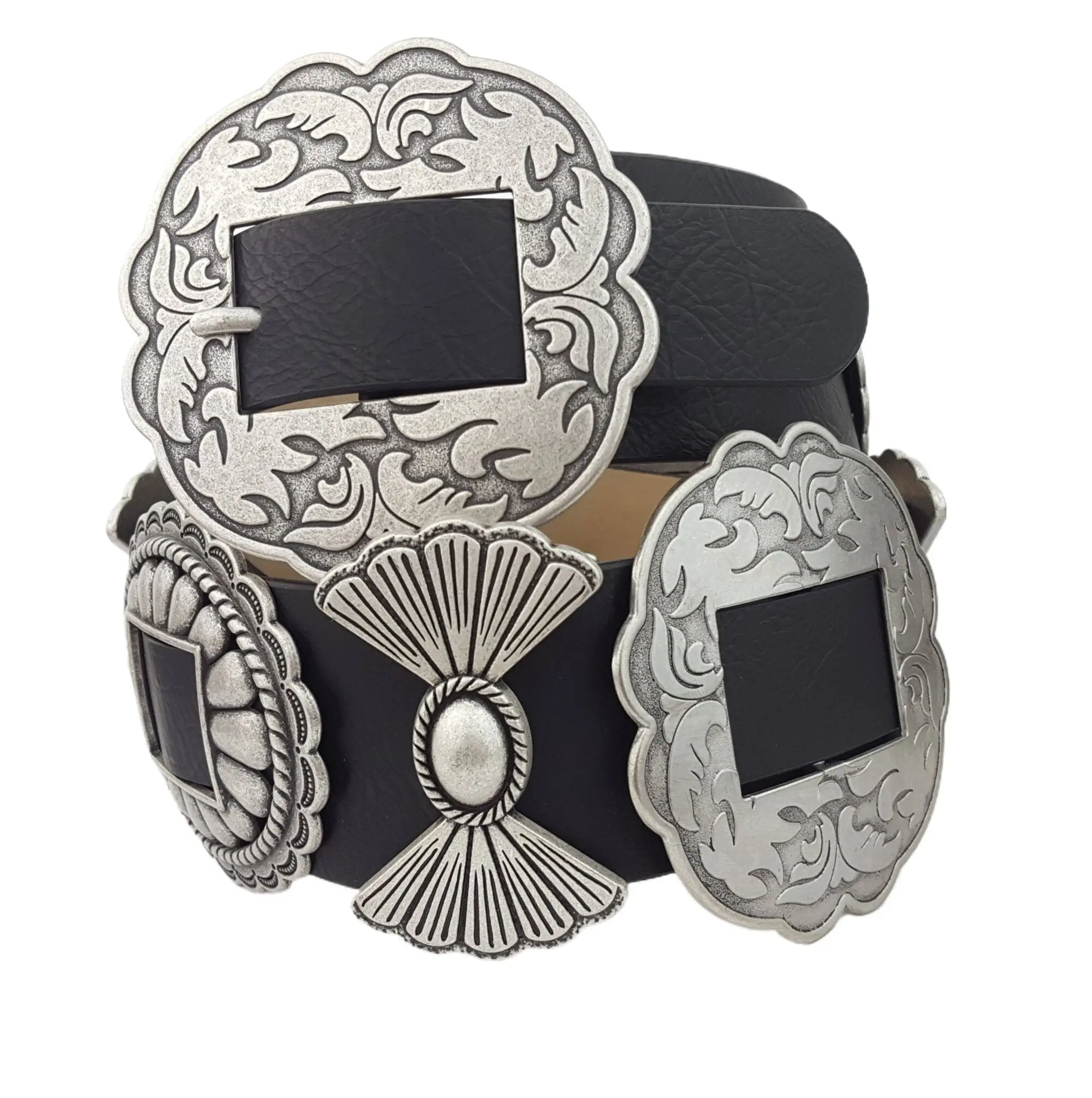 Fully Packed Concho Wide Western Belt — 2-Inch Width with 9 Conchos