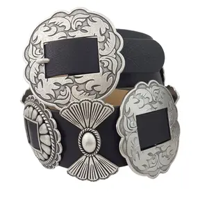 Fully Packed Concho Wide Western Belt — 2-Inch Width with 9 Conchos