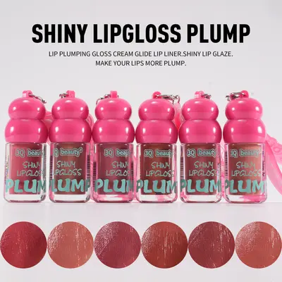 3Pcs Plumping Lip Gloss Set, Hydrating High Shine Lip Glaze, Non-Sticky Moisturizing Lip Oil Gloss with Cute Keychain, Long Lasting Fuller Lips Makeup for Women