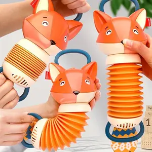 Fox Shape Accordion Baby Toy, 1 Count Fox Design Handheld Musical Toy, Rattle Maracas Sensory, Early Education Musical Instrument, Electronic Singing Toy For Kids