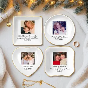 Custom Photo Mother of The Groom Jewelry Dish, Mother of The Bride Jewelry plate, Custom Jewelry Tray for Mom, Wedding Favor Gift For Mom, Mother's Day Gifts