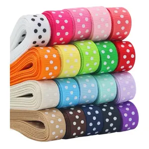 Grosgrain Ribbons for Crafts Gifts Wrapping 3/8" Boutique Polka Dot Fabric Ribbon 40yd (20 x 2yd)