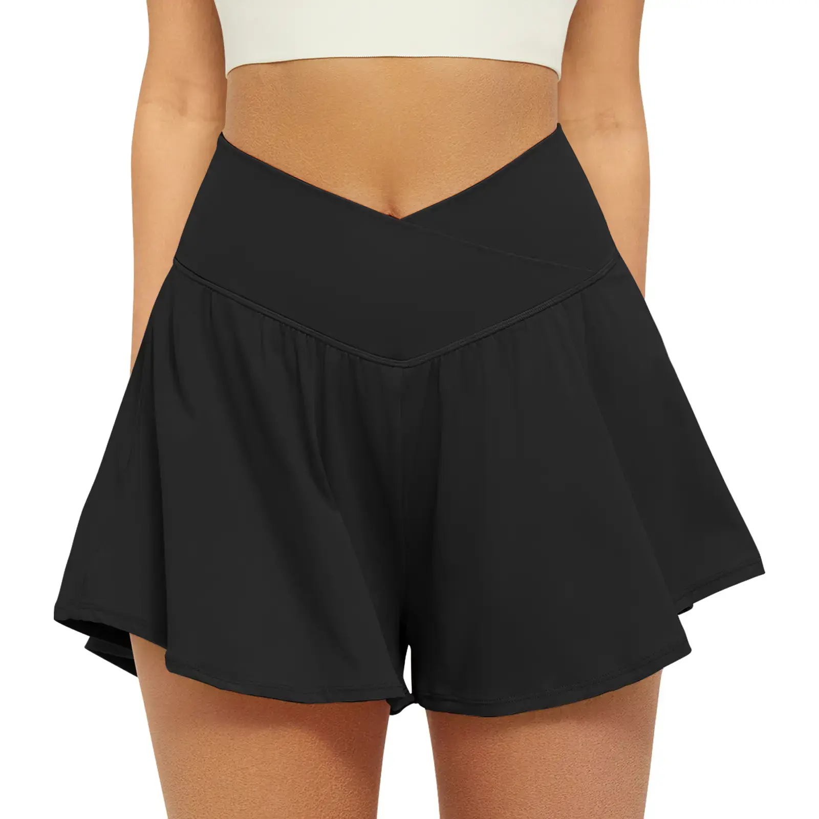 FireSwan Crossover Athletic Shorts for Women 2 in 1 Flowy Running Shorts with Pockets Spandex Butterfly Workout Tennis Skorts#Summervibes