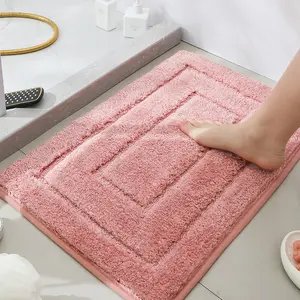 Soft Velvet Bathroom Rug, Anti-Slip Tpr Backing, Knitted Fabric, Absorbent Polyester Material, 0.59 Inch Thickness, Cozy Bath Mat
