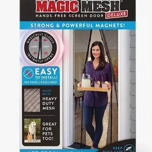 Magic Mesh Hands-Free Screen Door Deluxe - Heavy-Duty Mesh with Powerful Magnets for Pet & Kid Friendly Instant Setup Universal Fit for Single Sliding Doors & RVs