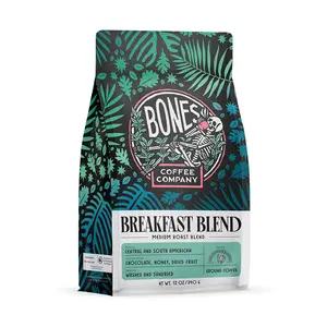 Bones Coffee Company Breakfast Blend, Made with Arabica Coffee Beans, Medium Roast, Ground and Whole Coffee (12oz) Beverage