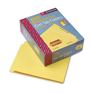Smead Colored File Folders - Straight Cut - Reinforced End Tab - Letter Size - Yellow - 11 pt. Stock - 3/4" Expansion - 100/Box - Ideal for Color-Coding, Open Shelf Filing Systems
