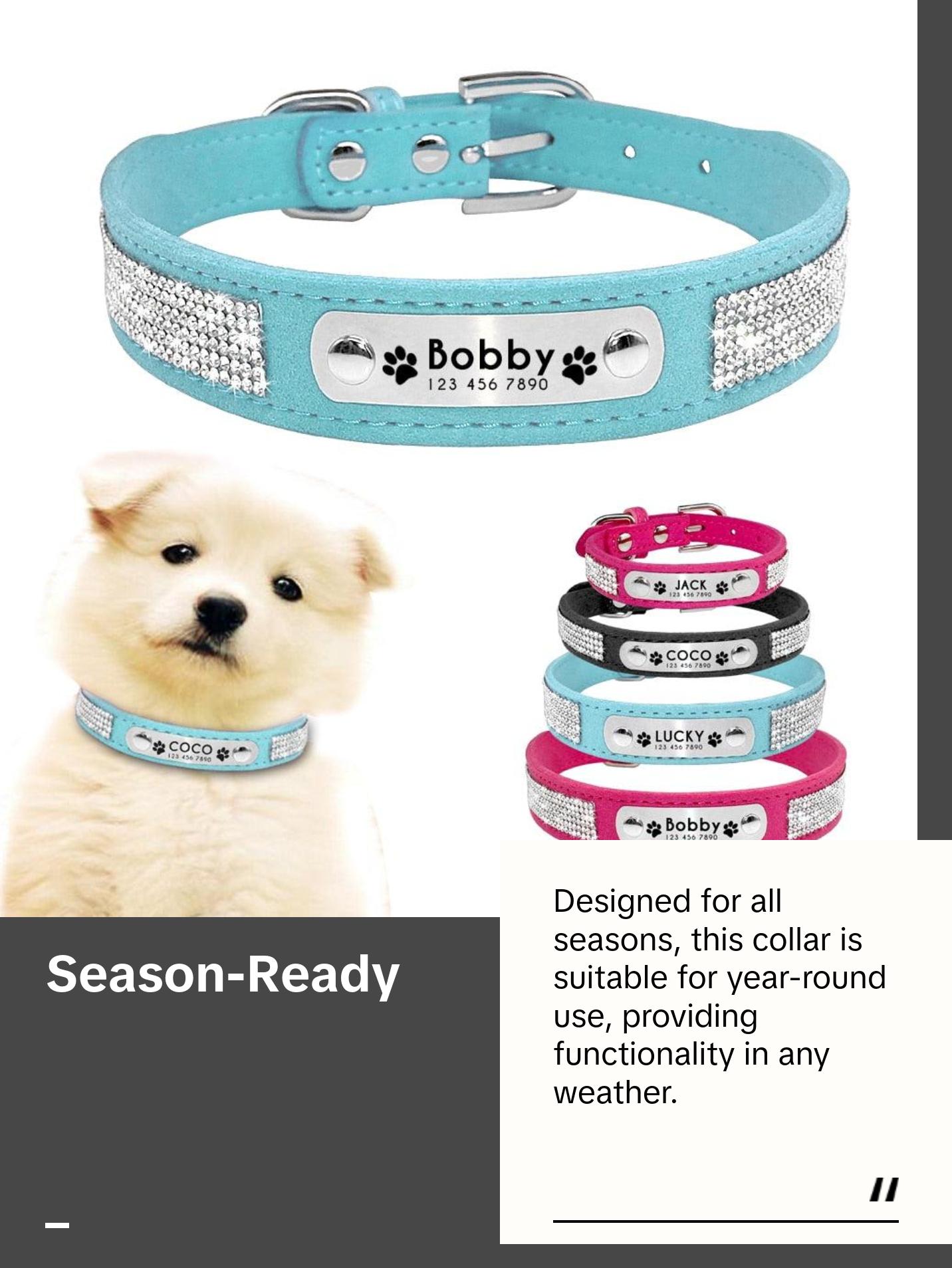 Bling Rhinestone Dog Collar Suede Leather