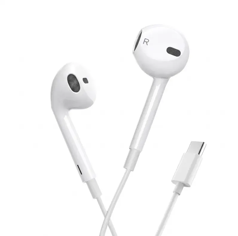 USB-C and Lightning Port Headphones for iPhone,Lightning port design works with compatible iPhone models without extra adapters.- Built-In Mic, Volume Control, Comfortable White Wired Earphones for Daily Use