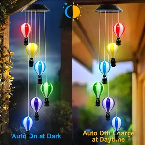 Solar Hot Air Balloon Wind Chime Light, Bright Colors Suitable for Terrace, Garden, Porch, Wedding And Party Decoration, Warm Multi-color LED, Solar Courtyard Decoration, Hanging Solar Light