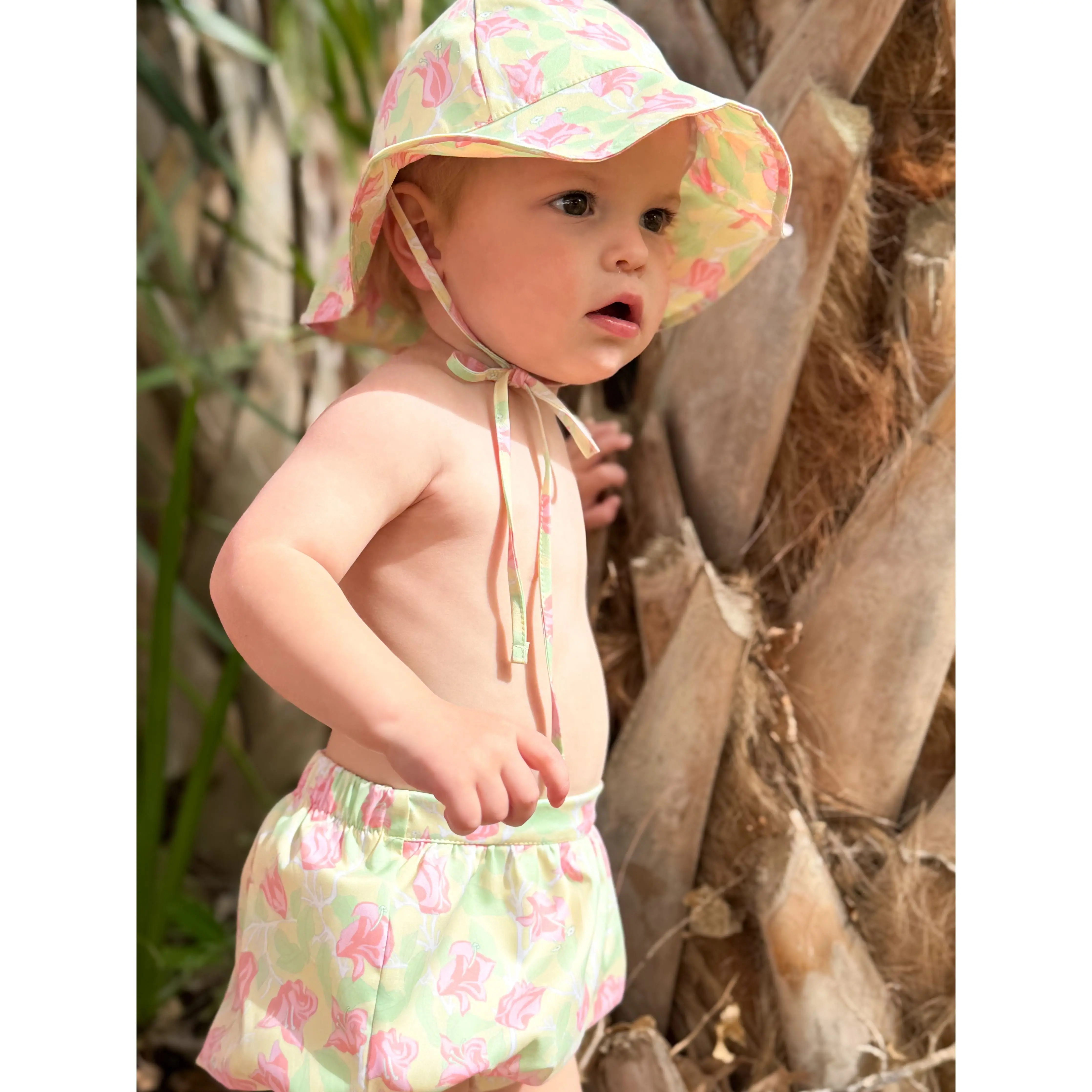 Nonsuch Swim Bloomer in Yellow with Pink Bougainvillea