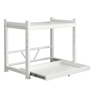 Adjustable Pull-out Microwave Rack - Countertop Bracket, Household Appliance Storage Organizer for Kitchen Organization, Small Kitchen Use, Small Kitchen Organization