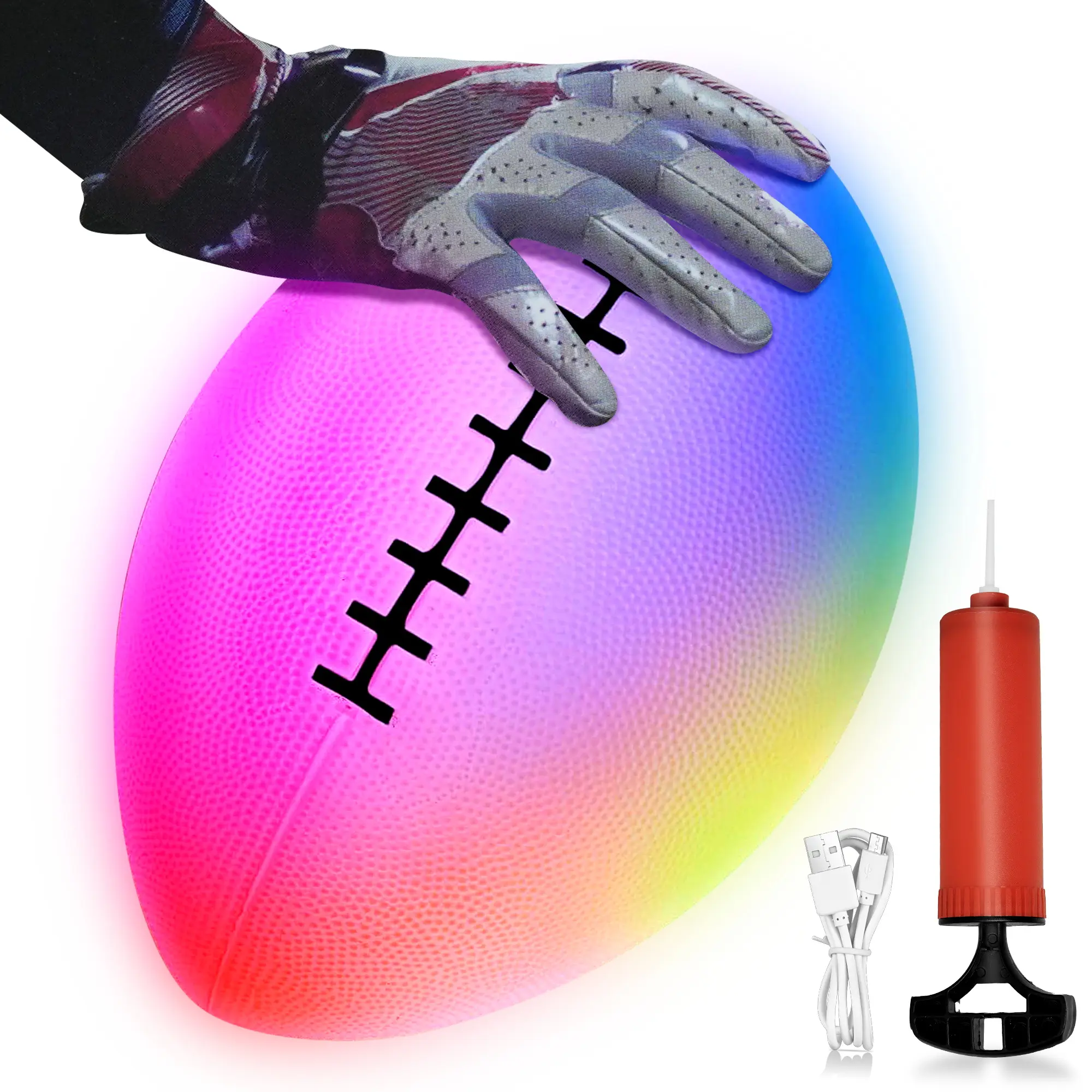 LED Light-Up Football with Built-in Air Pump, Portable Sport Toy, Ideal Gift for Kids for Christmas, Thanksgiving Deals