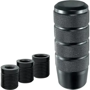 Shifter Knob, 3.78" Aluminum Weighted Car Gear Shift Manual knobs Fit Universal Manual Transmission Vehicle with 3 Threaded Adapters M8 M10 M12 x 1.25 (Black)