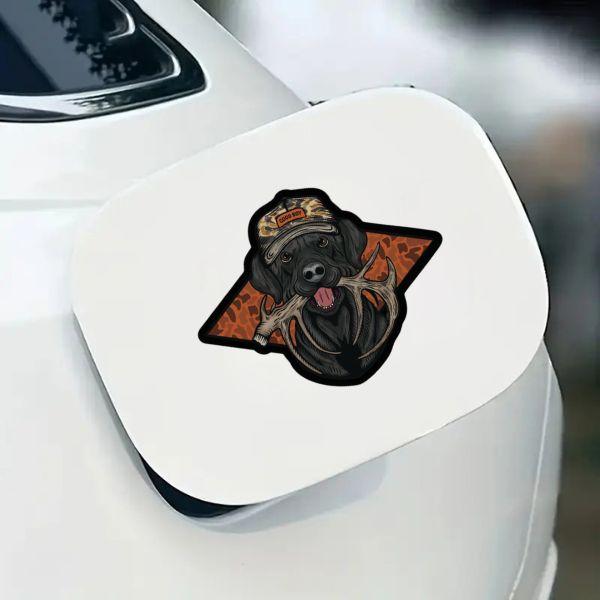 Hunting Dog Sticker with Antlers, Camo Hat Good Boy Decal, Retriever Hunting Vinyl Sticker for Trucks, Coolers, Laptops, Outdoorsman Gift, Deer Hunter Accessories