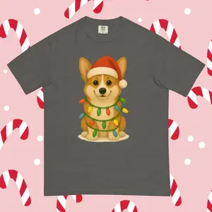 Christmas Corgi Comfort Colors Shirt - Christmas Unisex Apparel Relaxed Fit Printed In The USA Clothing Womenswear Casual Comfort Cotton Top Athletic Boho Chic