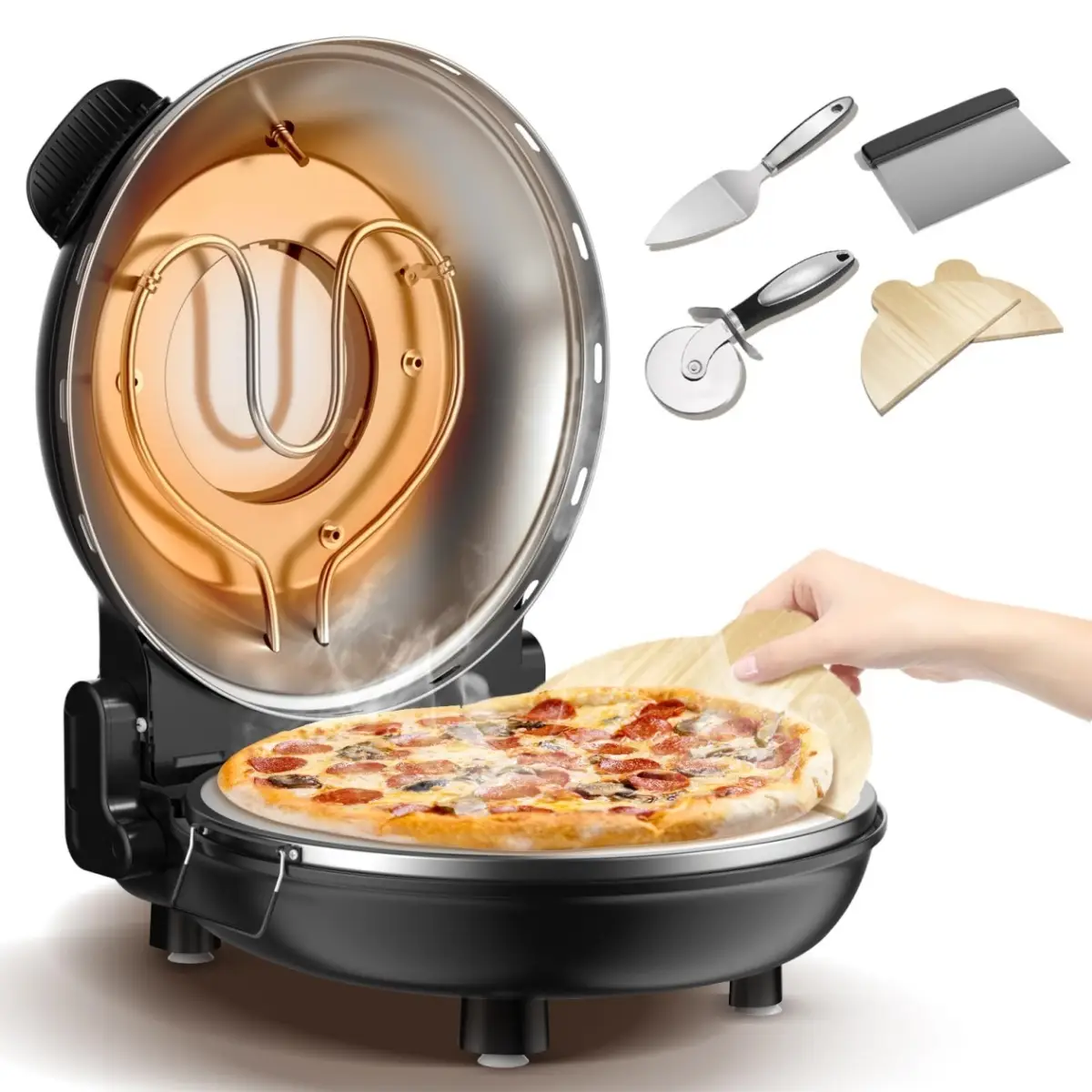 【Deals For You Days-Summer Sale】Pizza maker Portable Outdoor, Indoor Oven, Heats to 800°F, 12-Inch Pizza Stone Oven and Accessories