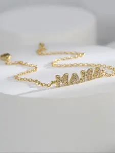 Creative New Letter Mama Design Bracelet, Rhinestone Decorated Link Bracelet for Women, Elegant All-match Fashion Accessories for Daily Wear, Exquisite Bracelet