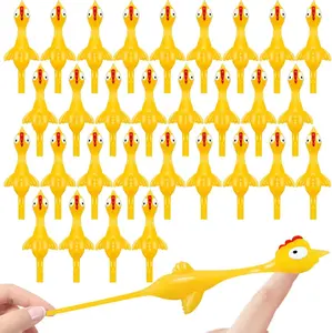 30 Pack Finger Slingshot Chicken Rubber,Flick Stretchable Flying Sling Shot Chick Fingers for School Reward Halloween Birthday Party Favors White Elephant Gift Exchange