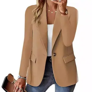 2025 Autumn Long Sleeve Solid Color Cardigan Blazer for Women