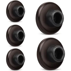 5 Pack Concave Wall Door Bumper Stop Oil Rubbed Bronze - 2-1/2" Outside Diameter Stainless Steel Cover with Bigger 1-1/4" Oil Rubbed Bronze Rubber Bumper - Easy to Install with Screw