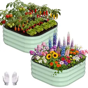 [NEW PRODUCT] Garvee 2' X 2' X 1' Galvanized Raised Garden Bed, 2Pcs Raised Garden Beds Outdoor, Squircle Planter Raised Beds with Gloves and Rubber Edge Trim for Vegetables, Flowers and Herbs