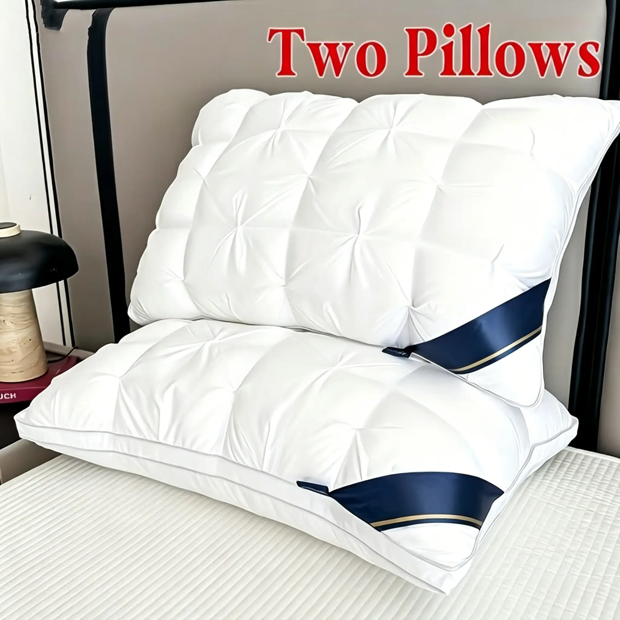 2 sets of high-end hotel-quality pillows, deep sleep neck-supporting pillows, with high pillow fill, suitable for all seasons, cool and breathable in summer, soft fabric, easy to clean, queen/king size, ideal as a holiday gift