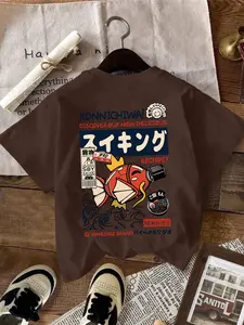 Men's Y2K street - style crew - neck long T - shirt with ramen and Graphic prints, loose and comfortable. The collision of Japanese elements and letter prints can show a trendy attitude whether for daily strolls or casual gatherings.