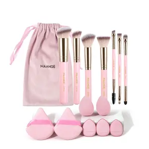 Makeup Tool Set, 15pcs/set Blender Sponge Brushes & Powder Puff & Makeup Cosmetic Storage Velvet Bag, Soft Sponge Pads Sponge Kit Cosmetic Makeup Tool, Beauty Blend, Makeup Accessories for Women & Girls, Makeup Brushes Kits, Pouch, Makeup Tools Set